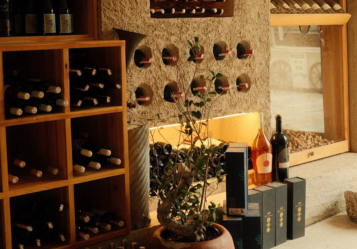 Caveau de dégustation de vin chaleureux en bois